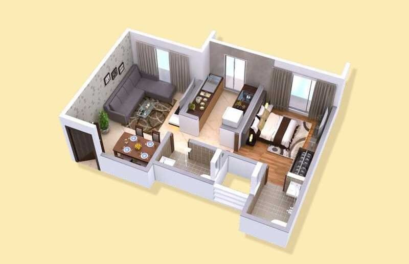 Floor plan of 1 BHK 404 Sq. Ft. Apartment in Shivraj Heights Apartments, Mumbai