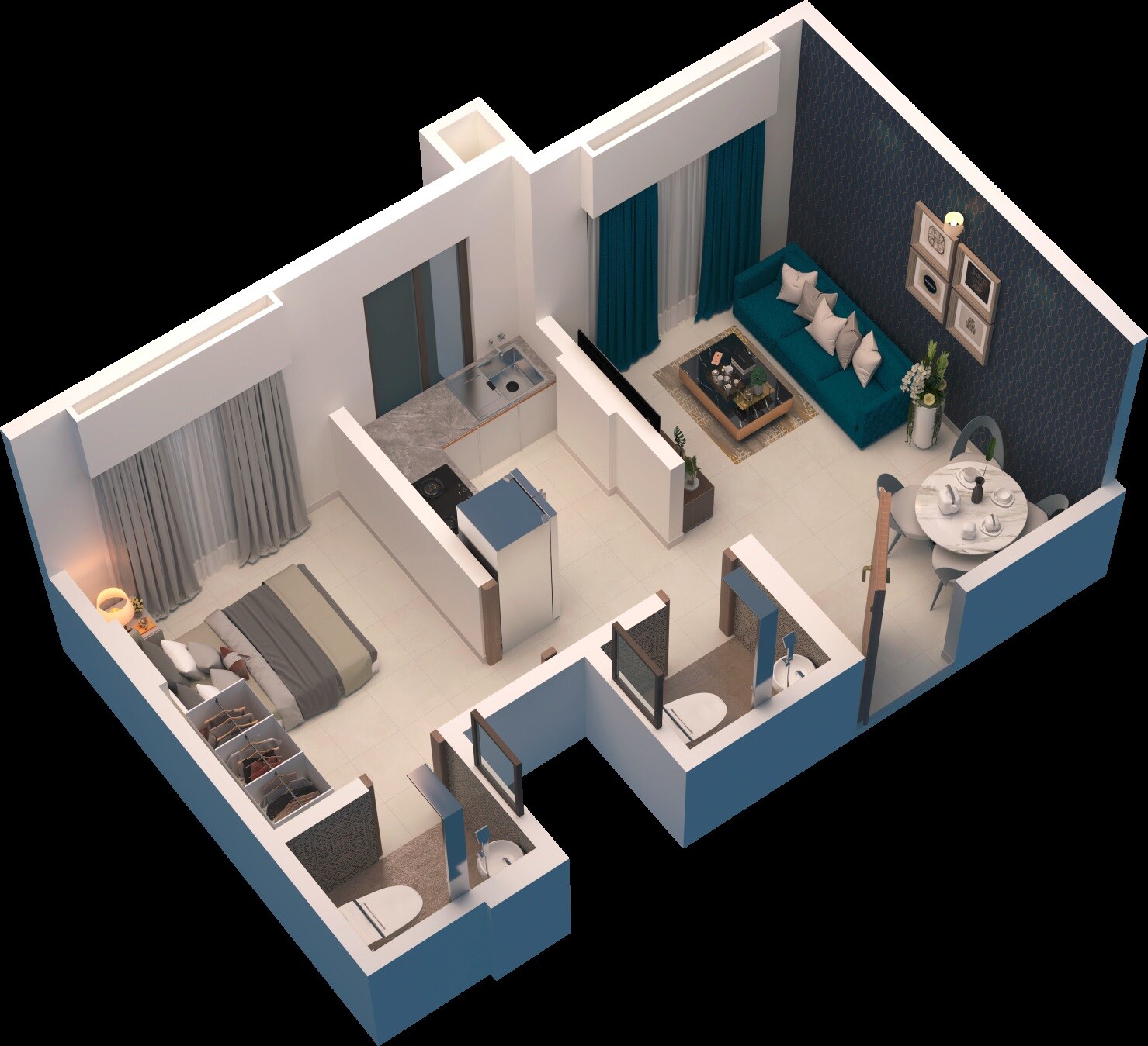 Floor plan of 1 BHK 321 Sq. Ft. Apartment in Shraddha Amaan Heights, Mumbai