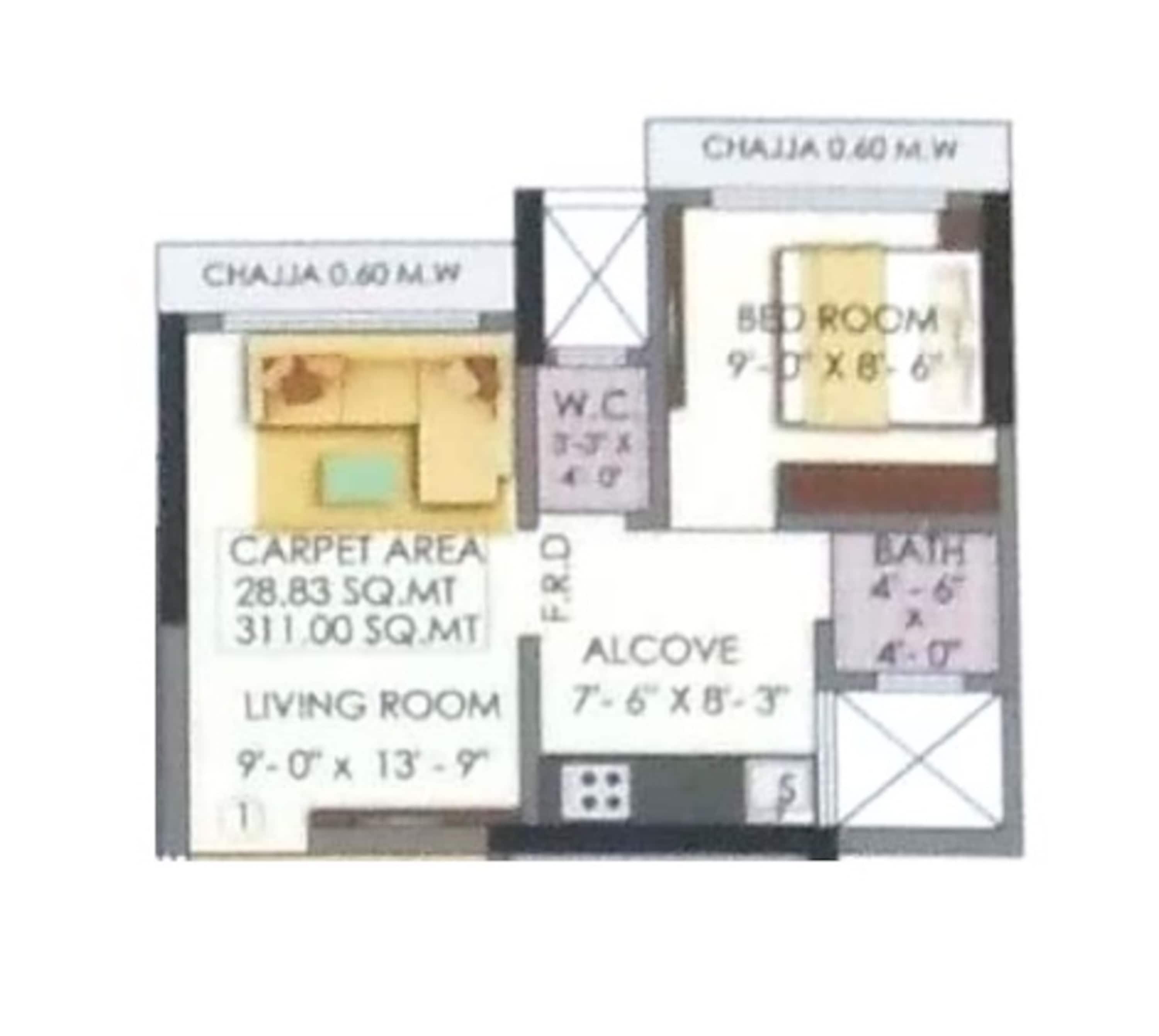 1 BHK 302 Sq. Ft. Apartment in Shraddha Nipun Galaxy