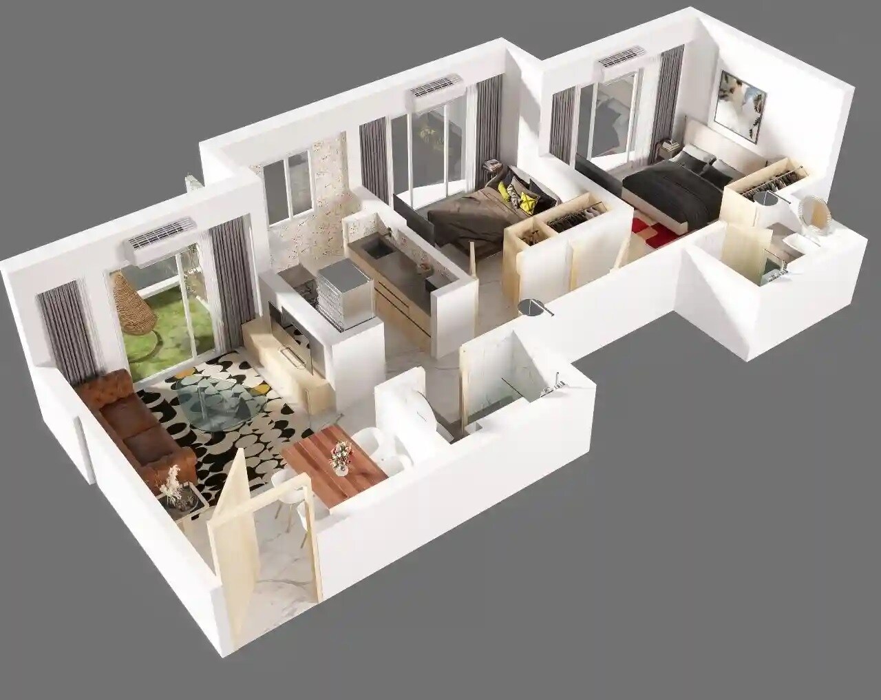 Floor plan of 2 BHK 606 Sq. Ft. Apartment in Shraddha Paradise, Mumbai