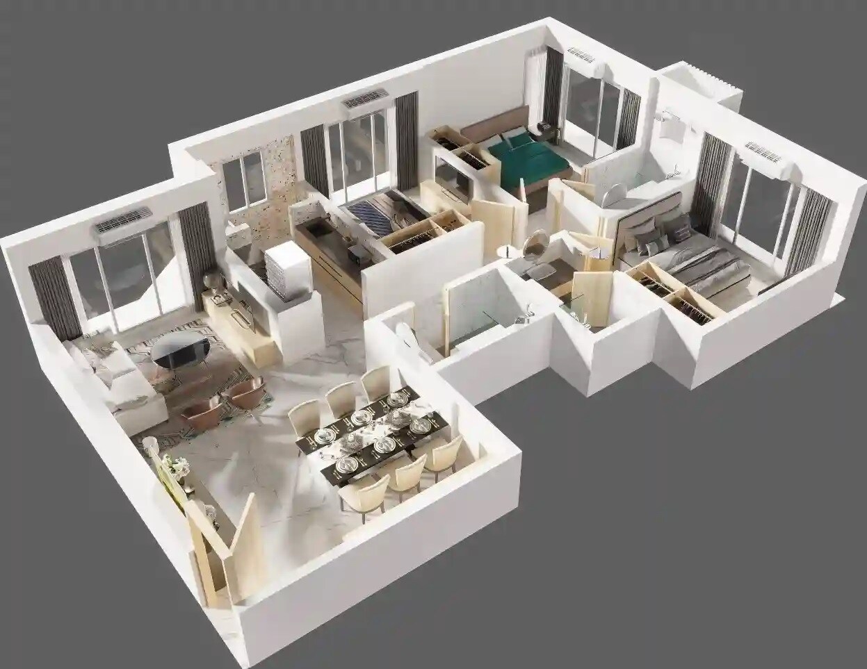 Floor plan of 3 BHK 880 Sq. Ft. Apartment in Shraddha Paradise, Mumbai
