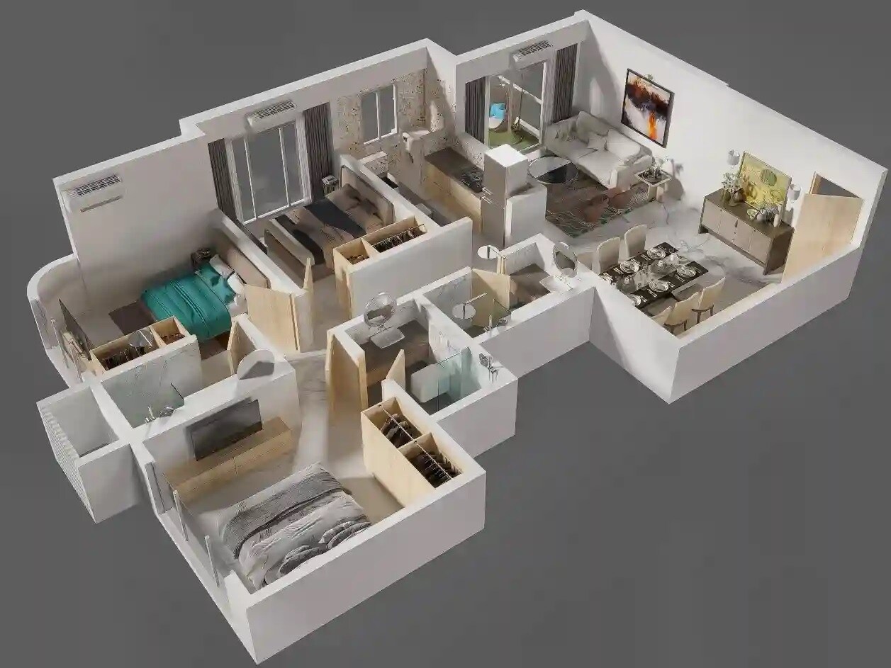 Floor plan of 3 BHK 949 Sq. Ft. Apartment in Shraddha Paradise, Mumbai