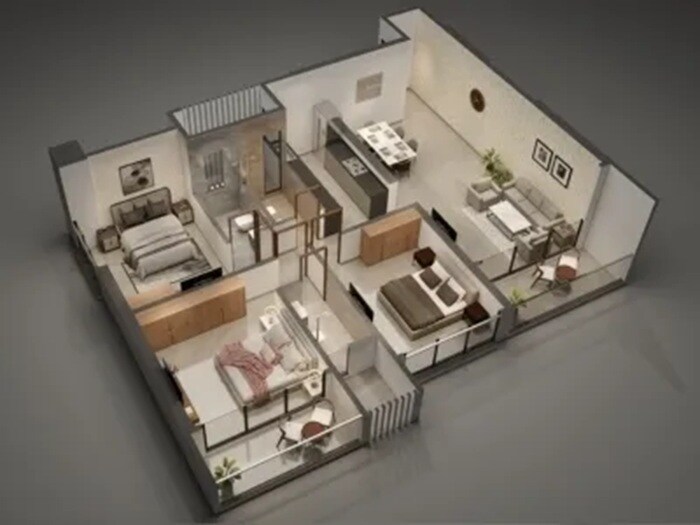3 BHK 1019 Sq. Ft. Apartment