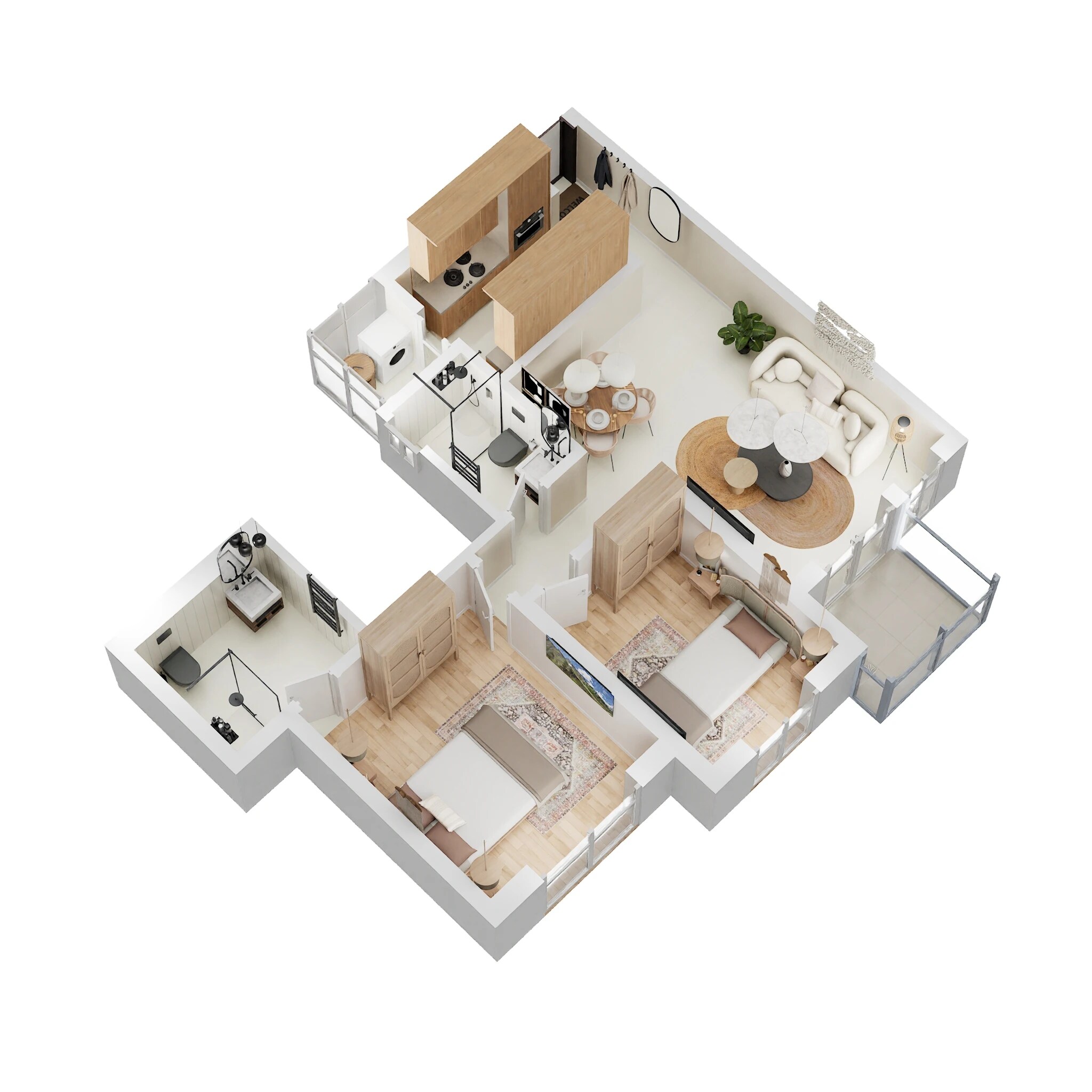 Floor plan of 2 BHK 692 Sq. Ft. Apartment in Shraddha Park City, Mumbai