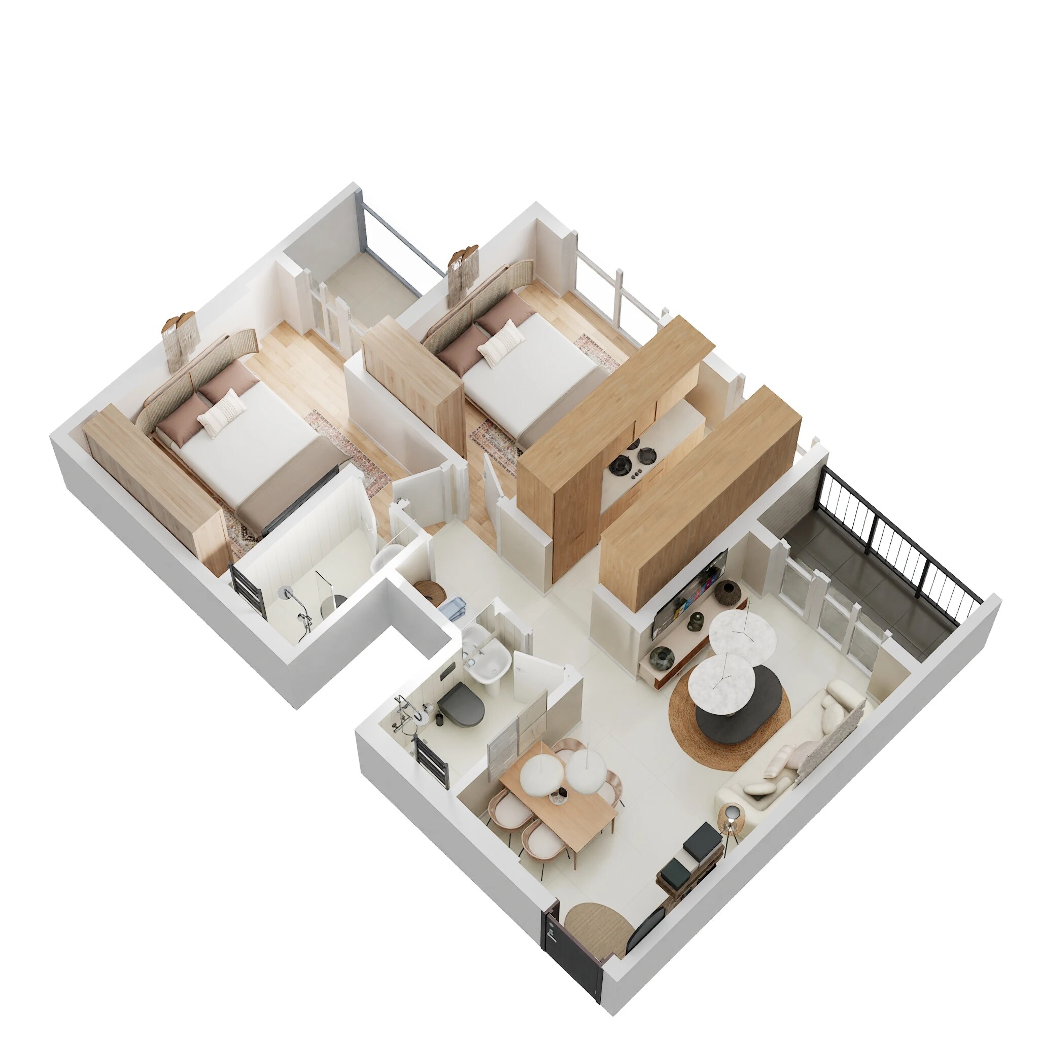 Floor plan of 2 BHK 626 Sq. Ft. Apartment in Shraddha Pratham, Mumbai