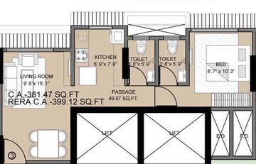  1 BHK Apartment at Shraddha Prestige, Tagore Nagar – for Rent