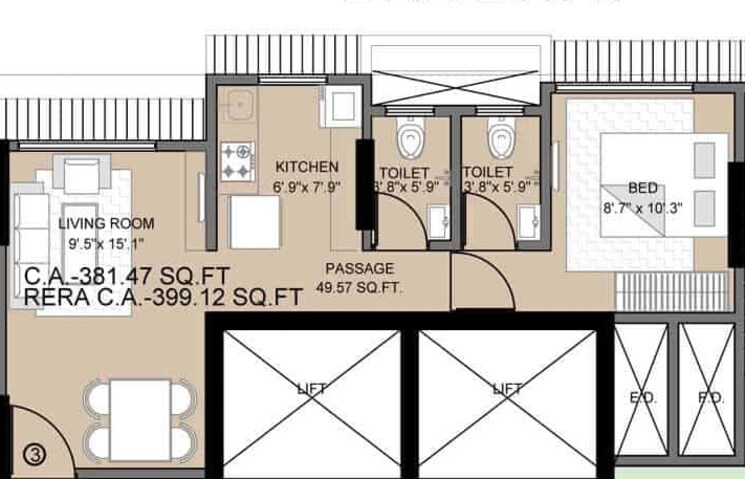 Other, shraddha-prestige 1 Bedroom 399 Sq.Ft. Apartment In Tagore Nagar Mumbai 8896778