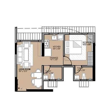 Floor plan of 1 BHK 390 Sq. Ft. Apartment in Shraddha Pride, Mumbai