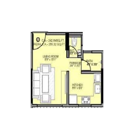 Floor plan of 255 Sq. Ft. Studio in Shraddha Pride, Mumbai