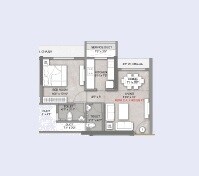Floor plan of 1 BHK 405 Sq. Ft. Apartment in Shraddha Priva, Mumbai