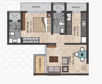 Floor plan of 1 BHK 460 Sq. Ft. Apartment in Shraddha Shivkunj, Mumbai