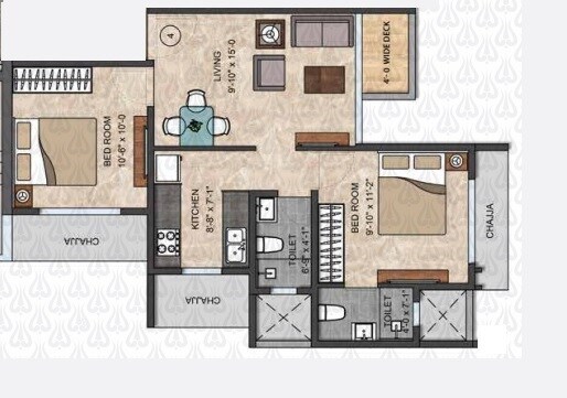 Floor plan of 2 BHK 560 Sq. Ft. Apartment in Shraddha Shivkunj, Mumbai