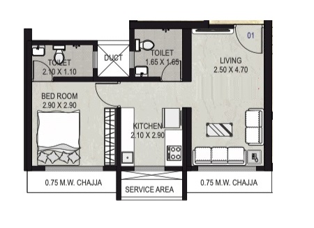 1 BHK 364 Sq. Ft. Apartment in Shraddha Vardaan