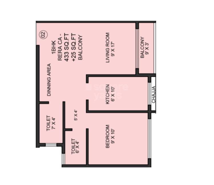 1 BHK 433 Sq. Ft. Apartment