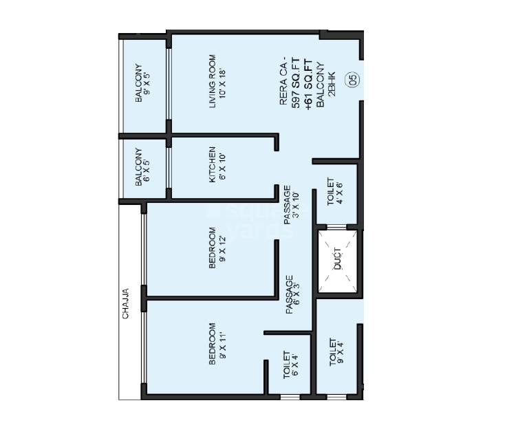 2 BHK 658 Sq. Ft. Apartment