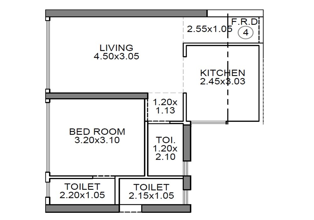 1 BHK 453 Sq. Ft. Apartment