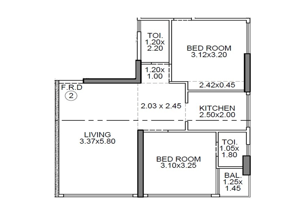 2 BHK 598 Sq. Ft. Apartment