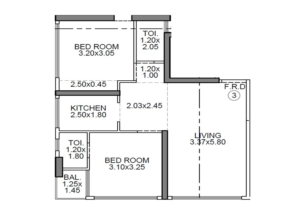 2 BHK 693 Sq. Ft. Apartment