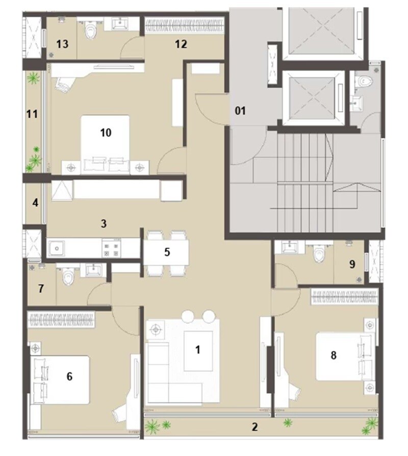 3 BHK 1168 Sq. Ft. Apartment