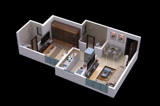 Floor plan of 1 BHK 415 Sq. Ft. Apartment in Shree Kaveri Heights, Mumbai