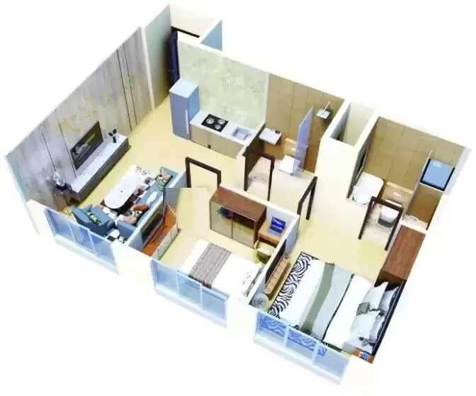 Floor plan of 1 BHK Apartment - 288 sq. ft. in Shree Kutchhi Bhanushali Nagar, Mumbai