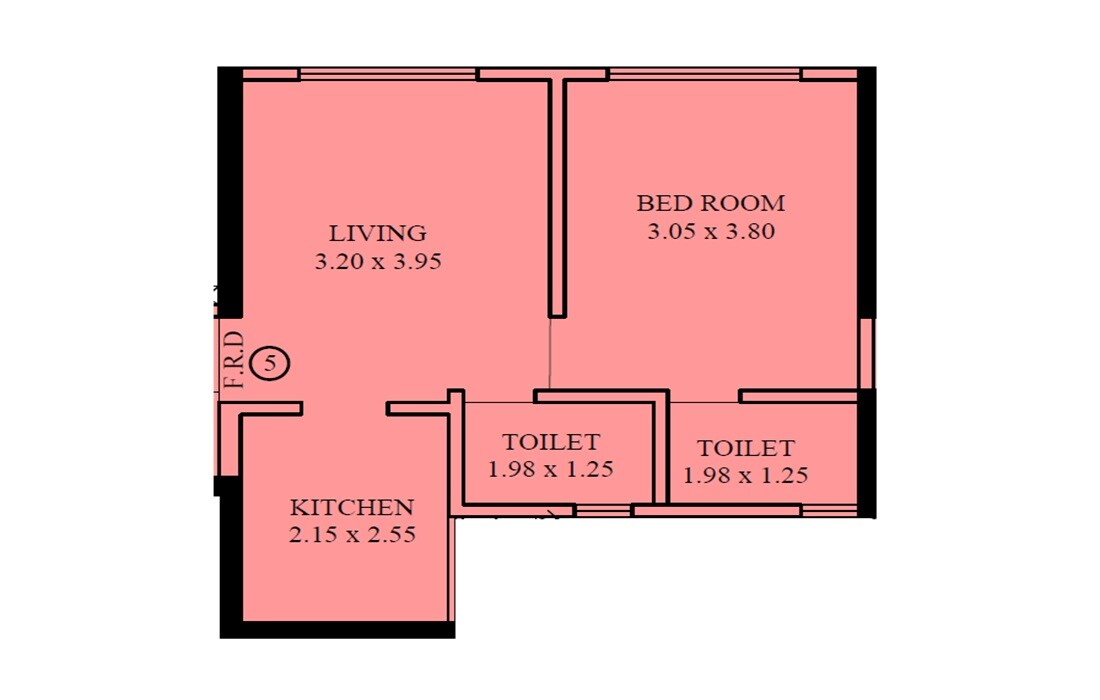 Floor plan of 1 BHK 394 Sq. Ft. Apartment in Shree Mahavir Park Horizon, Mumbai