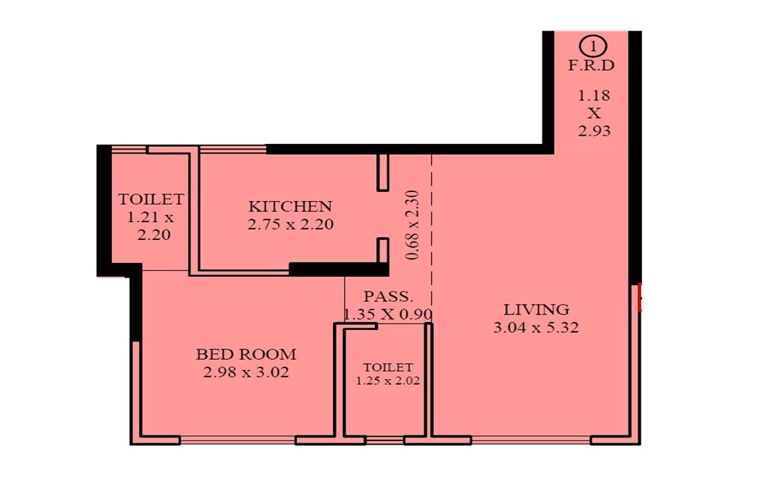 Floor plan of 1 BHK 482 Sq. Ft. Apartment in Shree Mahavir Park Horizon, Mumbai
