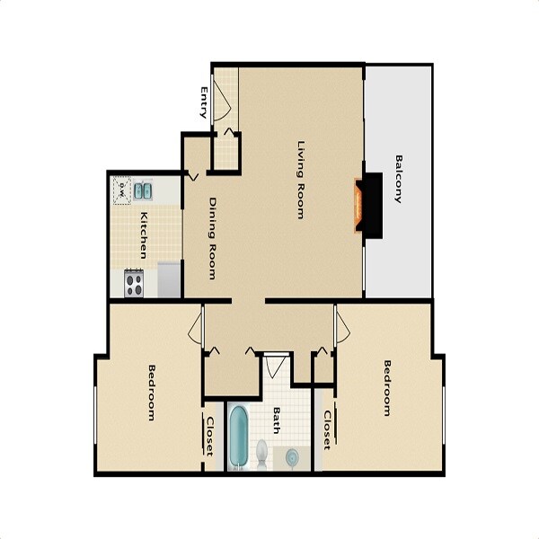 Floor plan of 2 BHK 555 Sq. Ft. Apartment in Shree Modis Rashmi Enclave, Mumbai