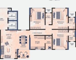 Floor plan of 3 BHK 1245 Sq. Ft. Apartment in Shree Mount Resort, Mumbai