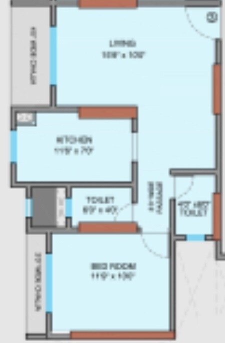 Floor plan of 1 BHK 383 Sq. Ft. Apartment in Shree Nakoda Heights, Mumbai