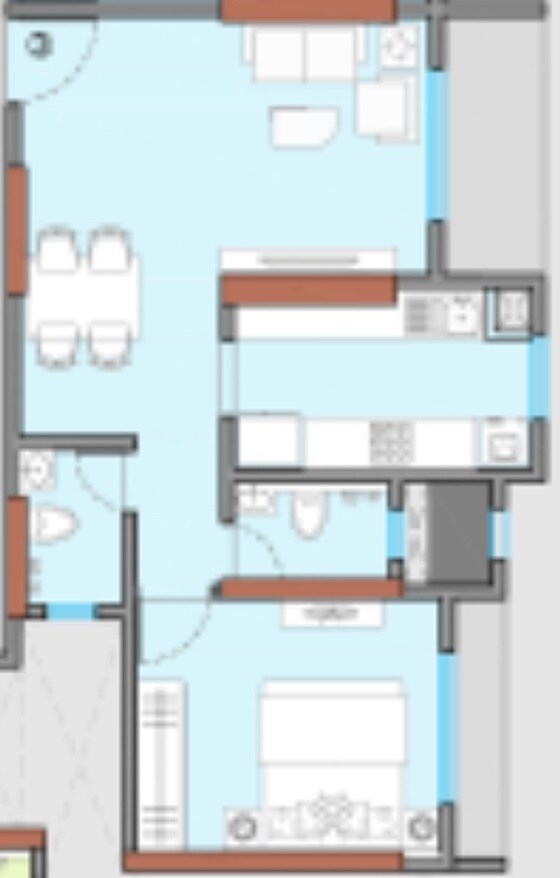 Floor plan of 1 BHK 500 Sq. Ft. Apartment in Shree Nakoda Heights, Mumbai