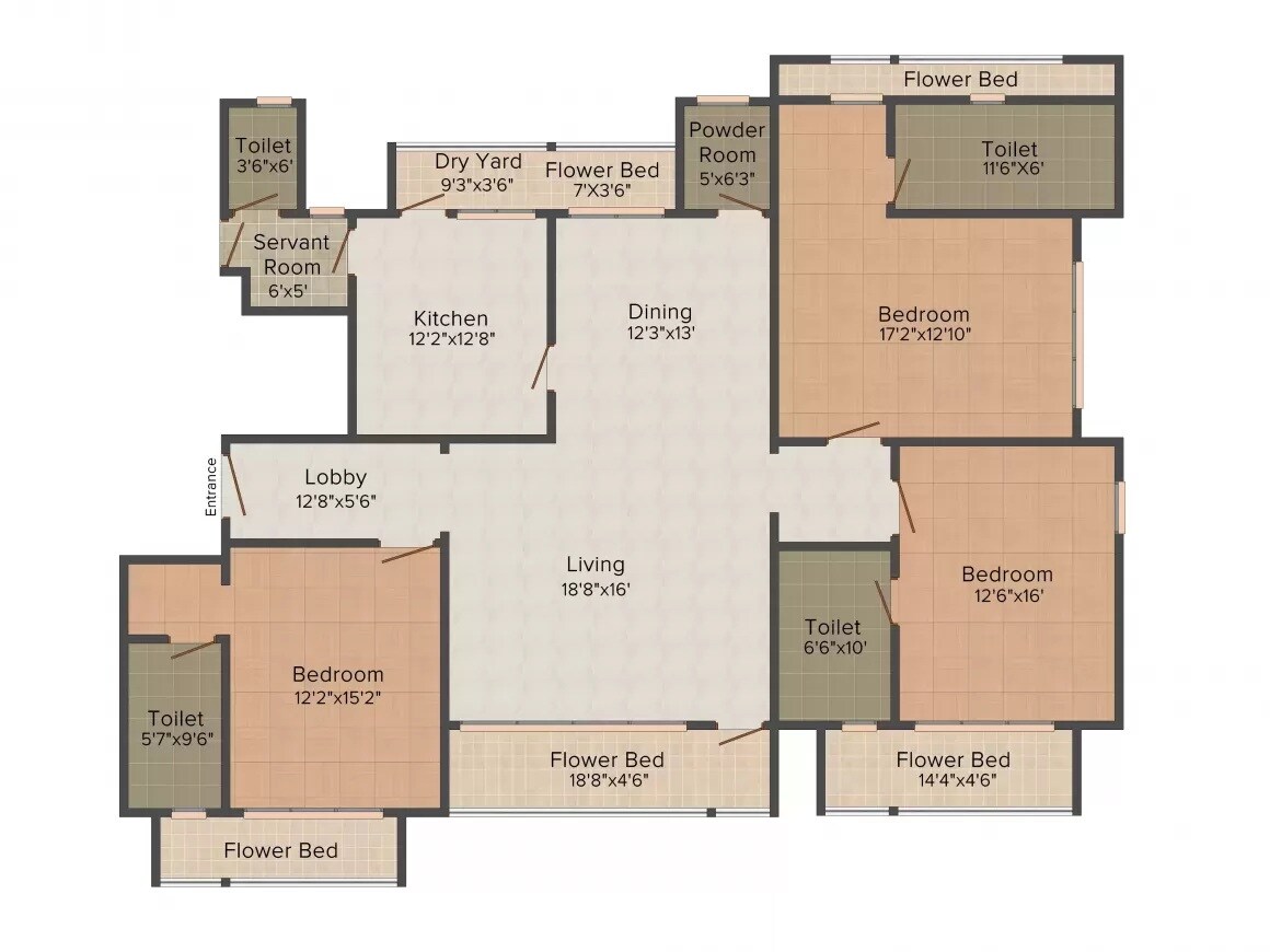 3 BHK 3000 Sq. Ft. Apartment