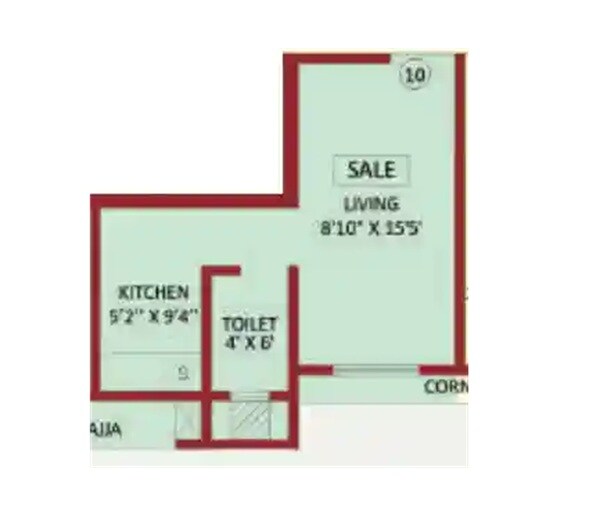 Floor plan of 215 Sq. Ft. Studio in Shree Om Siddhivinayak CHS, Mumbai