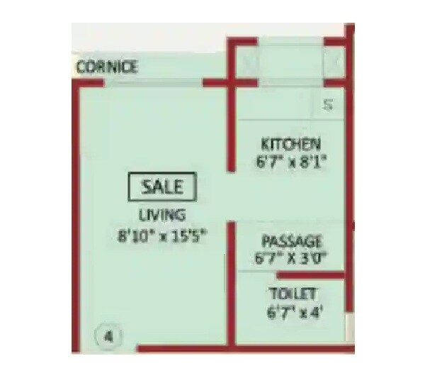Floor plan of 240 Sq. Ft. Studio in Shree Om Siddhivinayak CHS, Mumbai
