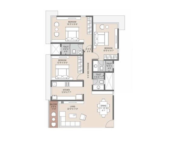  3 BHK Apartment at Shree Park Altezza, Andheri West – for Rent