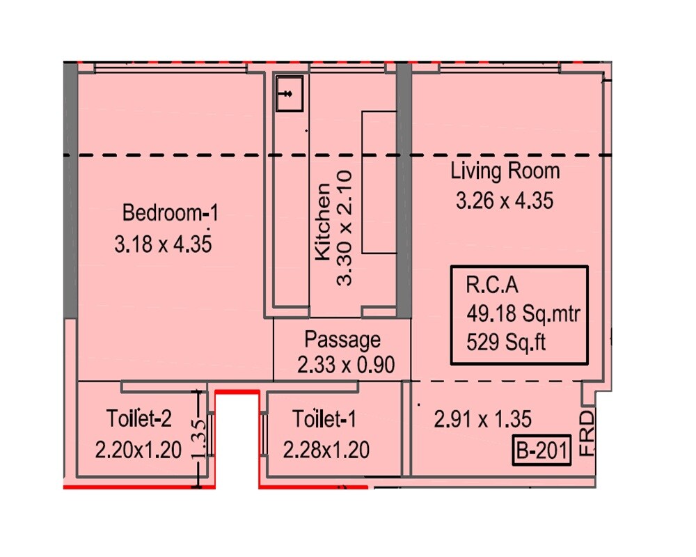 1 BHK 529 Sq. Ft. Apartment