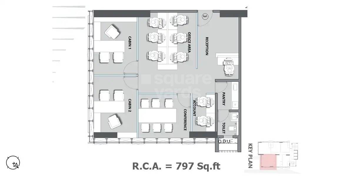 Floor plan of 797 Sq. Ft. Office Space in Shree Sai Twin Tower, Mumbai