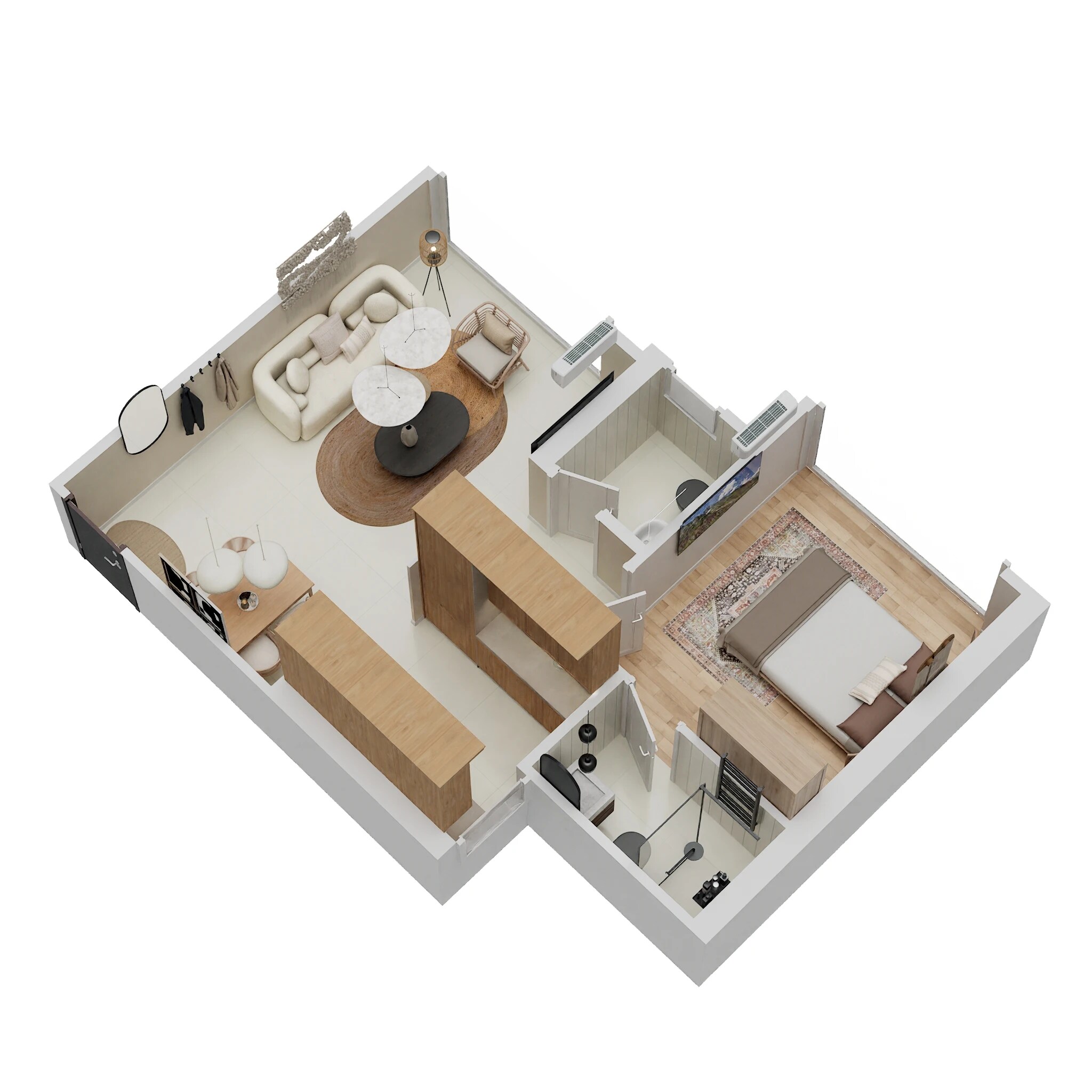 Floor plan of 1 BHK 368 Sq. Ft. Apartment in Ruparel Livia, Mumbai