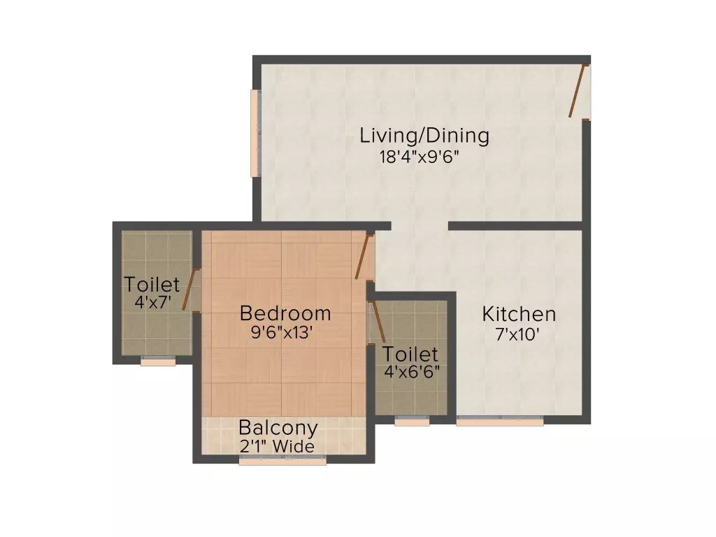 Floor plan of 1 BHK 460 Sq. Ft. Apartment in Shree Swami Samarth Veronica, Mumbai