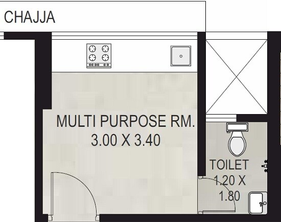 Floor plan of 150 Sq. Ft. Studio in Shree Swami Vrindavan SRA CHS, Mumbai