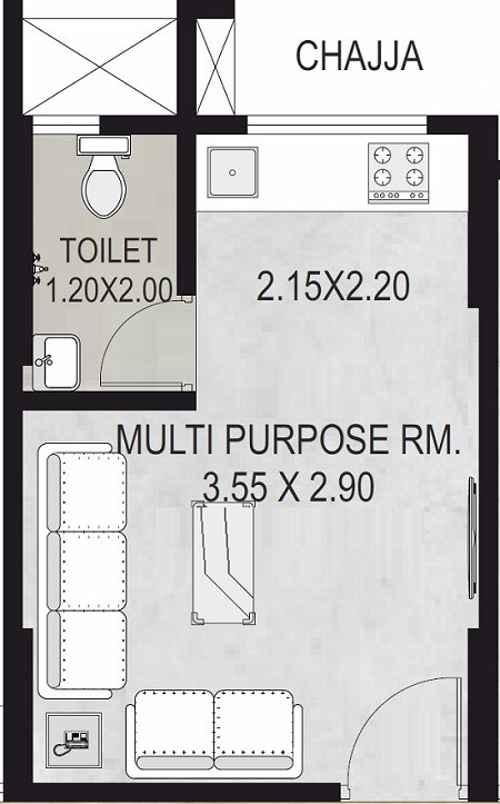 Floor plan of 249 Sq. Ft. Studio in Shree Swami Vrindavan SRA CHS, Mumbai