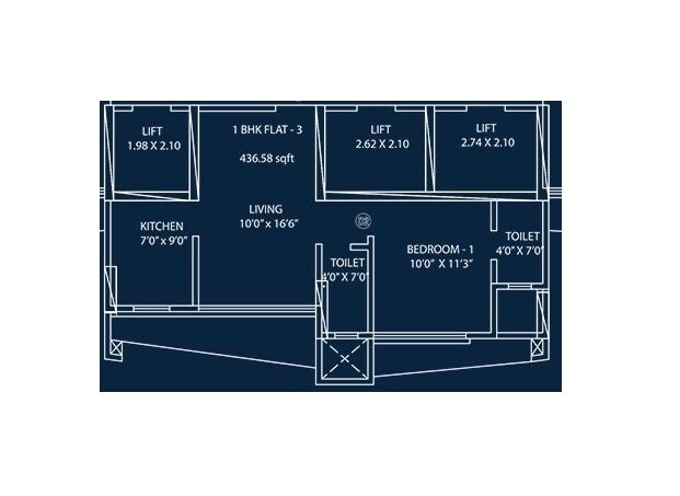 Floor plan of 1 BHK 436 Sq. Ft. Apartment in Shreeji Aspire, Mumbai
