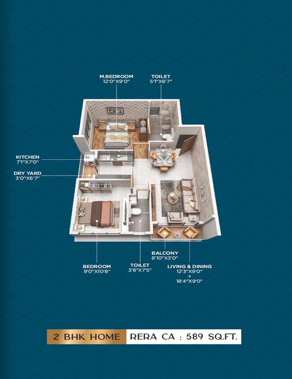 2 BHK 589 Sq. Ft. Apartment