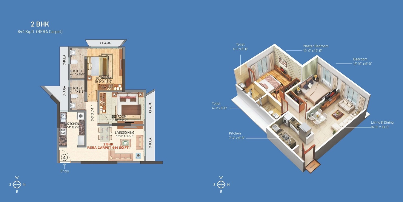 2 BHK 644 Sq. Ft. Apartment