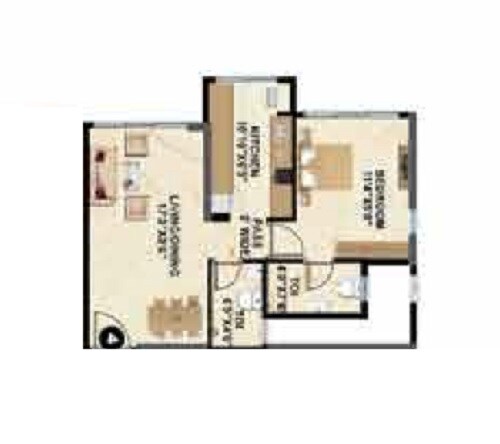 Floor plan of 1 BHK 431 Sq. Ft. Apartment in Shreem Shree Krishna, Mumbai