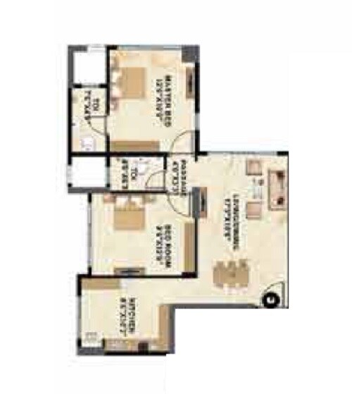 Floor plan of 2 BHK 554 Sq. Ft. Apartment in Shreem Shree Krishna, Mumbai