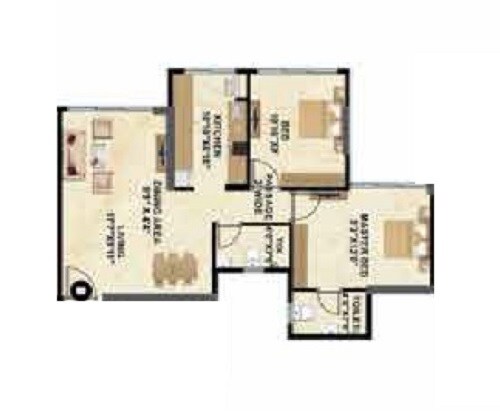 Floor plan of 2 BHK 610 Sq. Ft. Apartment in Shreem Shree Krishna, Mumbai
