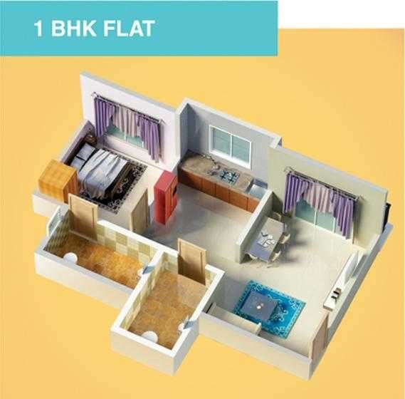 1 BHK 310 Sq. Ft. Apartment in Shreenath Parasnath Township