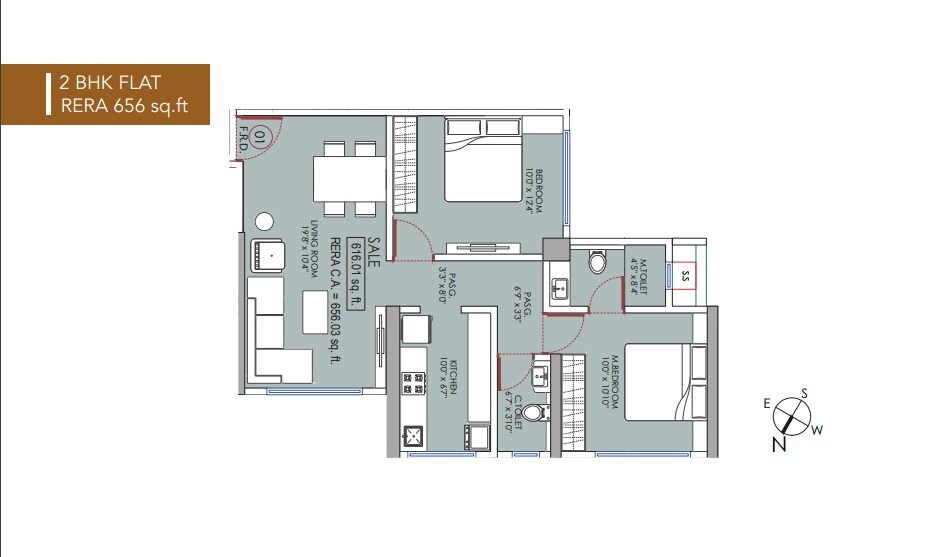 2 BHK 656 Sq. Ft. Apartment