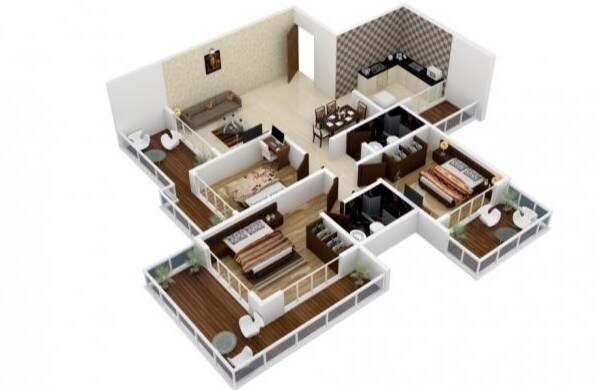 Floor plan of 2 BHK 780 Sq. Ft. Apartment in Shreenathji Celestial Heights, Mumbai
